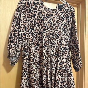 ASOS Leopard Print Midi Dress in Brown and Black